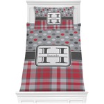 Red & Gray Dots and Plaid Comforter Set - Twin XL (Personalized)