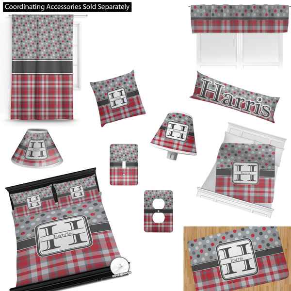 Red & Gray Dots and Plaid Bedroom Decor & Accessories2