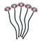 Red & Gray Dots and Plaid Black Plastic 7" Stir Stick - Oval - Fan