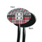 Red & Gray Dots and Plaid Black Plastic 7" Stir Stick - Single Sided - Oval - Front & Back