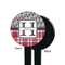 Red & Gray Dots and Plaid Black Plastic 7" Stir Stick - Single Sided - Round - Front & Back
