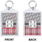 Red & Gray Dots and Plaid Bling Keychain (Front + Back)
