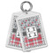 Red & Gray Dots and Plaid Bling Keychain - MAIN