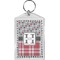 Red & Gray Dots and Plaid Bling Keychain (Personalized)