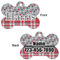Red & Gray Dots and Plaid Bone Shaped Dog Tag - Front & Back