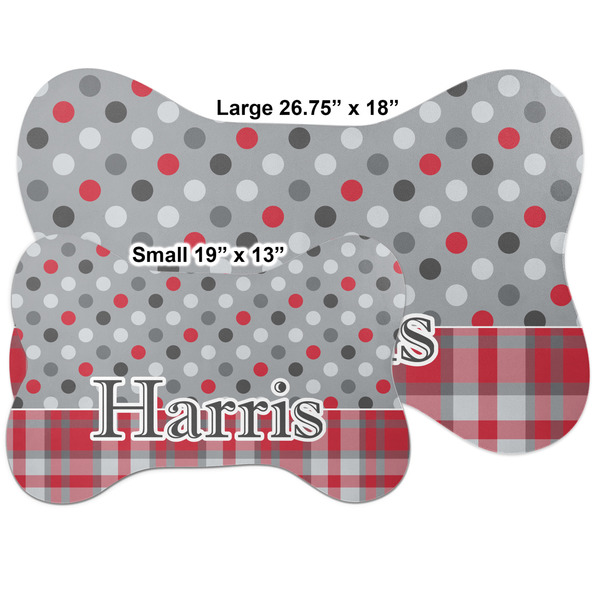 Red & Gray Dots and Plaid Bone Shaped Mat Comparison