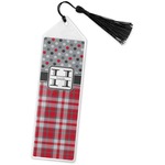 Red & Gray Dots and Plaid Book Mark w/Tassel (Personalized)