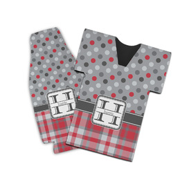 Red & Gray Dots and Plaid Bottle Cooler (Personalized)