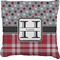 Red & Gray Dots and Plaid Burlap Pillow 18"