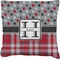Red & Gray Dots and Plaid Burlap Pillow 22"