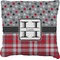 Red & Gray Dots and Plaid Burlap Pillow 24"