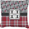 Red & Gray Dots and Plaid Faux-Linen Throw Pillow 26" (Personalized)