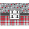 Red & Gray Dots and Plaid Burlap Placemat