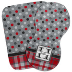 Red & Gray Dots and Plaid Burp Cloth (Personalized)