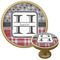 Red & Gray Dots and Plaid Cabinet Knob - Gold - Multi Angle