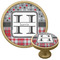 Red & Gray Dots and Plaid Cabinet Knob - Gold (Personalized)