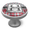Red & Gray Dots and Plaid Cabinet Knob - Nickel - Side