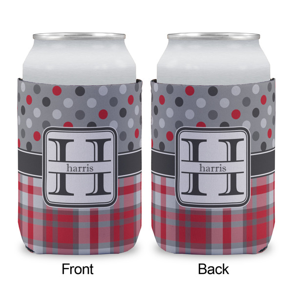 Red & Gray Dots and Plaid Can Sleeve - APPROVAL (single)