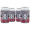 Red & Gray Dots and Plaid Can Cooler (12 oz) - Set of 4 w/ Name and Initial