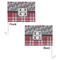 Red & Gray Dots and Plaid Car Flag - 11" x 8" - Front & Back View