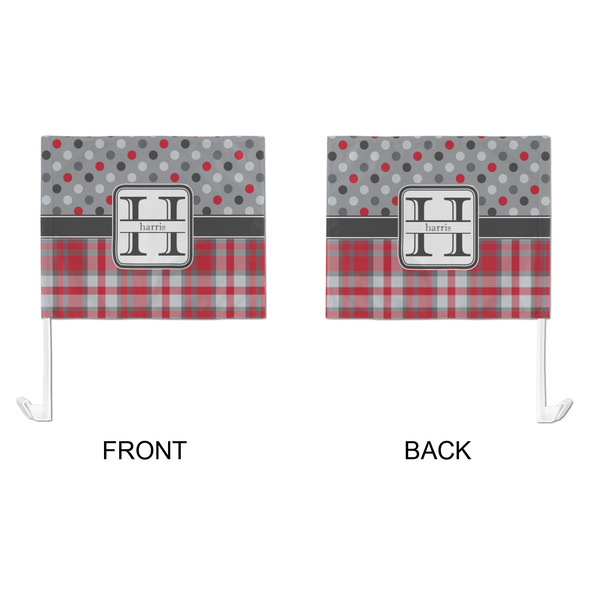 Red & Gray Dots and Plaid Car Flag - Large - APPROVAL