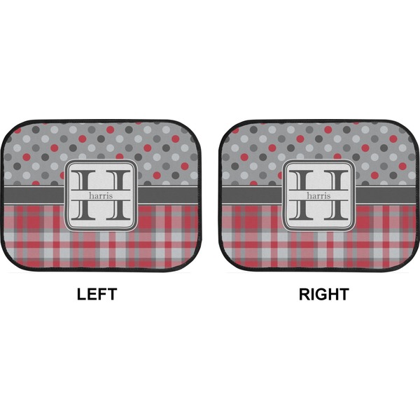 Red & Gray Dots and Plaid Car Floor Mats (Back Seat) (Approval)