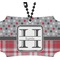 Red & Gray Dots and Plaid Rear View Mirror Ornament (Personalized)