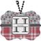 Red & Gray Dots and Plaid Car Ornament (Front)