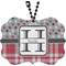 Red & Gray Dots and Plaid Rear View Mirror Decor (Personalized)