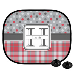 Red & Gray Dots and Plaid Car Side Window Sun Shade (Personalized)