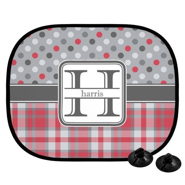 Custom Red & Gray Dots and Plaid Car Side Window Sun Shade (Personalized)