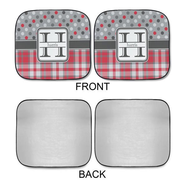 Red & Gray Dots and Plaid Car Sun Shades - APPROVAL
