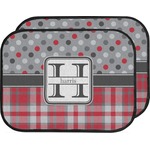 Red & Gray Dots and Plaid Car Floor Mats (Back Seat) (Personalized)
