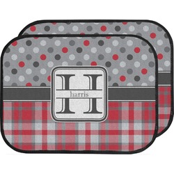 Red & Gray Dots and Plaid Car Floor Mats (Back Seat) (Personalized)