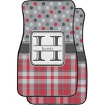 Red & Gray Dots and Plaid Car Floor Mats (Front Seat) (Personalized)