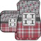 Red & Gray Dots and Plaid Car Floor Mats Set - 2 Front & 2 Back (Personalized)