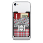 Red & Gray Dots and Plaid 2-in-1 Cell Phone Credit Card Holder & Screen Cleaner (Personalized)