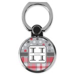 Red & Gray Dots and Plaid Cell Phone Ring Stand & Holder (Personalized)