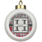 Red & Gray Dots and Plaid Ceramic Ball Ornament (Personalized)