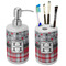 Red & Gray Dots and Plaid Ceramic Bathroom Accessories