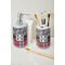 Red & Gray Dots and Plaid Ceramic Bathroom Accessories - LIFESTYLE (toothbrush holder & soap dispenser)