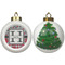 Red & Gray Dots and Plaid Ceramic Christmas Ornament - X-Mas Tree (APPROVAL)