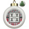 Red & Gray Dots and Plaid Ceramic Christmas Ornament - Xmas Tree (Front View)