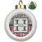 Red & Gray Dots and Plaid Ceramic Ball Ornament - Christmas Tree (Personalized)
