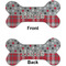 Red & Gray Dots and Plaid Ceramic Flat Ornament - Bone Front & Back (APPROVAL)