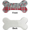 Red & Gray Dots and Plaid Ceramic Flat Ornament - Bone Front & Back Single Print (APPROVAL)
