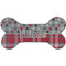Red & Gray Dots and Plaid Ceramic Flat Ornament - Bone Front