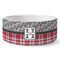 Red & Gray Dots and Plaid Ceramic Dog Bowl (Large)