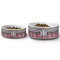 Red & Gray Dots and Plaid Ceramic Dog Bowls - Size Comparison