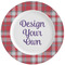 Red & Gray Dots and Plaid Ceramic Plate w/Rim